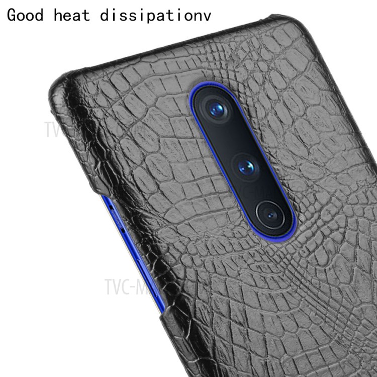 Crocodile Skin PU Leather Coated Hard PC Case for OnePlus 8 - Black-5