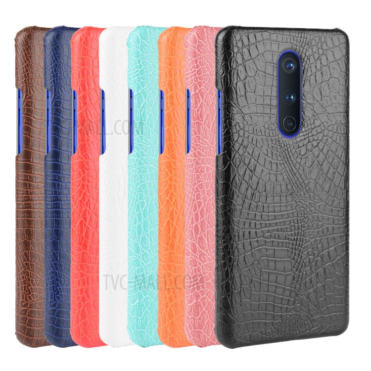 Crocodile Skin PU Leather Coated Hard PC Case for OnePlus 8 - Black-6