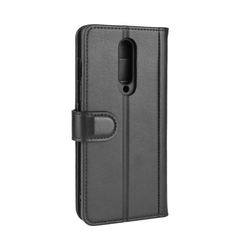 Genuine Split Leather Wallet Stand Protection Case Phone Cover for OnePlus 8 - Black-8