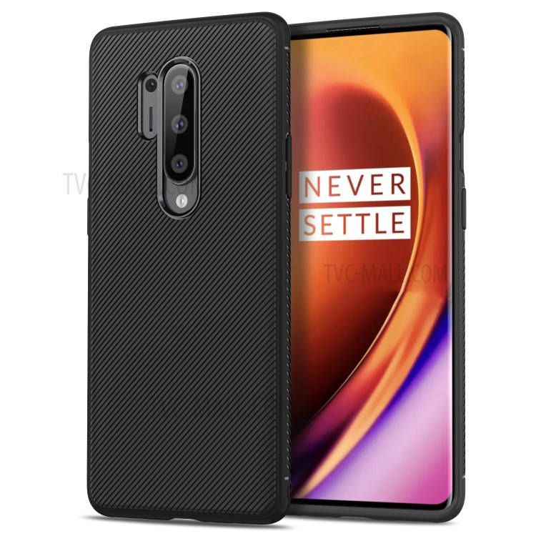 LENUO Twill Texture TPU Téléphone Pour OnePlus 8 Pro - Noir-1