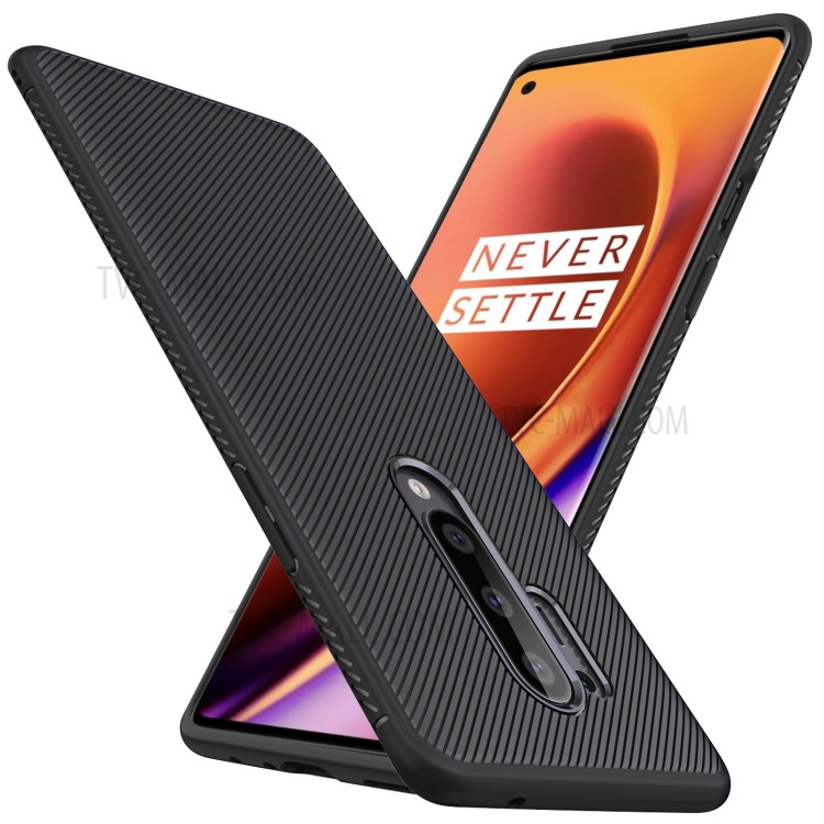 LENUO Twill Texture TPU Téléphone Pour OnePlus 8 Pro - Noir-2
