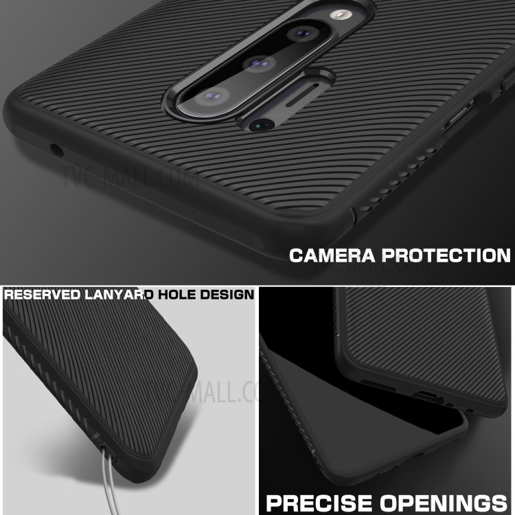 LENUO Twill Texture TPU Téléphone Pour OnePlus 8 Pro - Noir-4