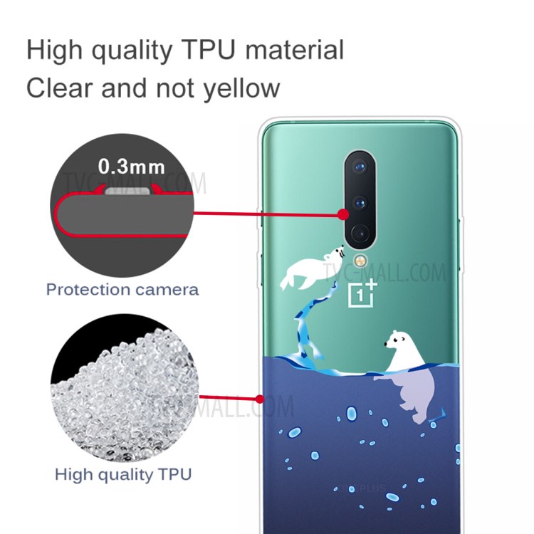 Pattern Printing TPU Soft Phone Back Shell for OnePlus 8 - Polar Bear-2