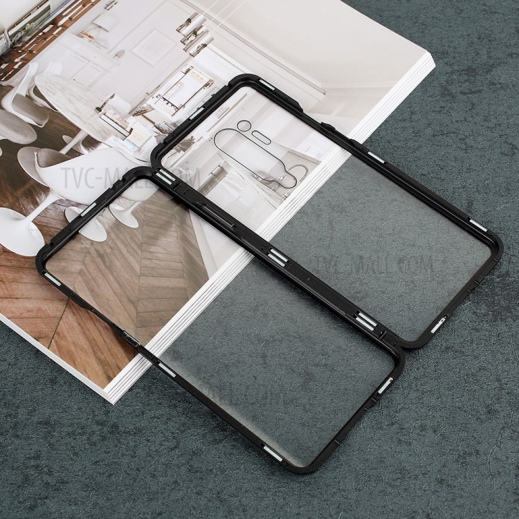 Full Cover Magnetic Metal Frame + Tempered Glass Phone Case for OnePlus 8 Pro - Black-5