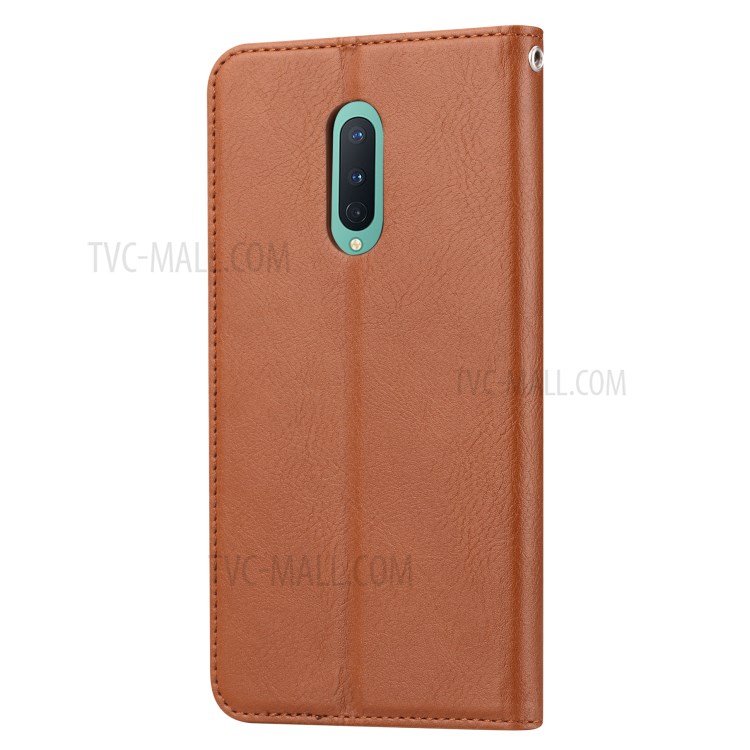 Auto-absorbed Leather Cover for OnePlus 8 - Brown-3