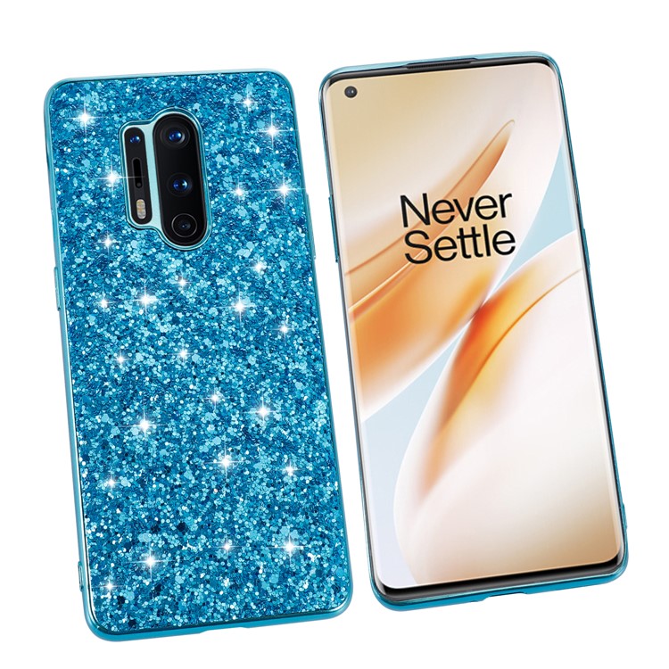 Sequins Scintillio PC + Shell Del Telefono Cellulare TPU Per OnePlus 8 Pro - Blu