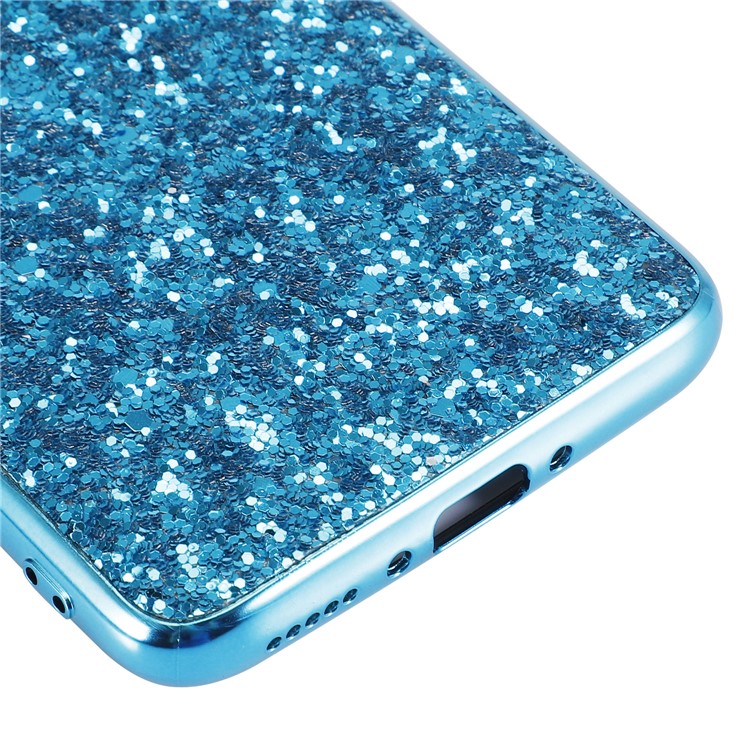 Paillettes Scintillanti Frame TPU Placcato + Custodia Protettiva Per PC Per OnePlus 8 - Blu