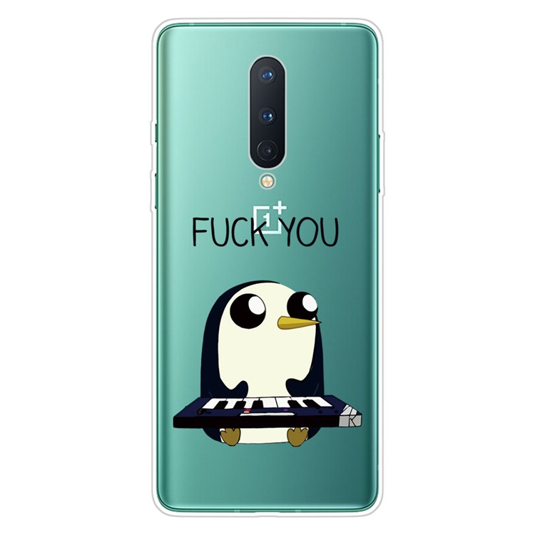 Pattern Printing Clear TPU Soft Phone Back Shell for OnePlus 8 - Penguin-1