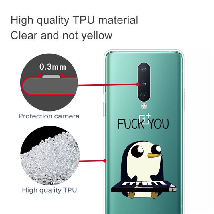 Pattern Printing Clear TPU Soft Phone Back Shell for OnePlus 8 - Penguin-3