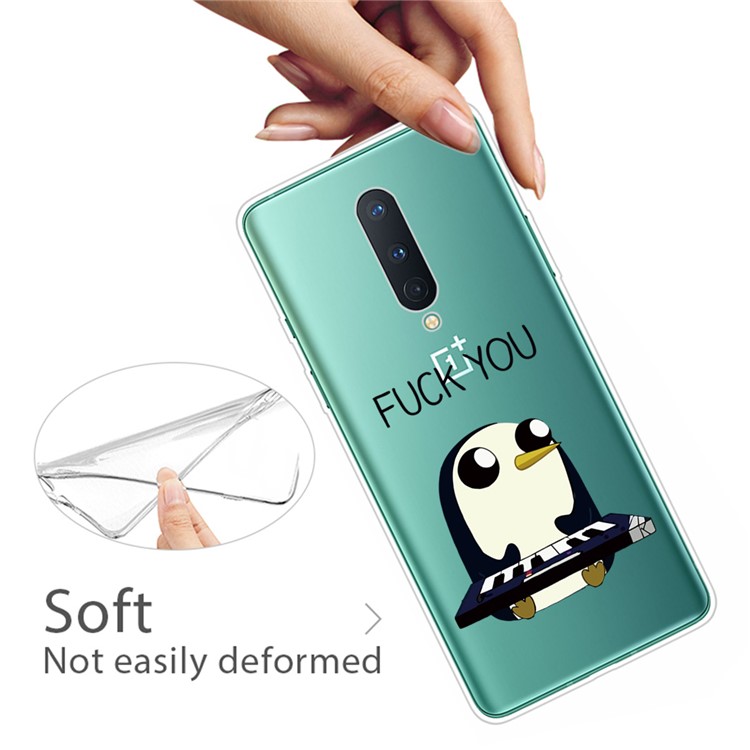 Impression de Motif Clear TPU Soft Phone Back Shell Pour OnePlus 8 - Manchot