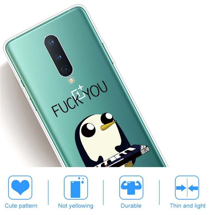 Impressão de Padrões Clear TPU Soft Telefone Back Shell Para OnePlus 8 - Pinguim