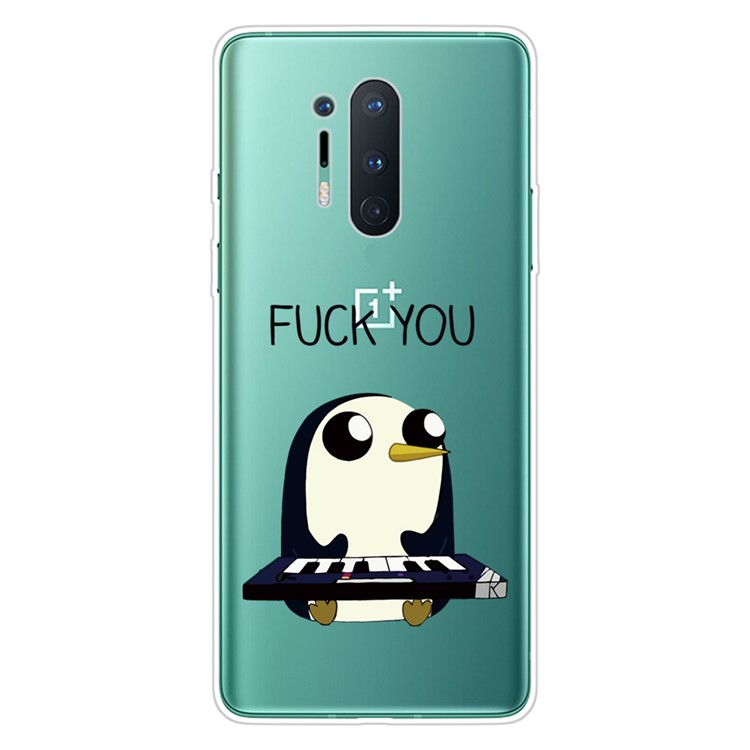 Impression de Motif Clear TPU Soft Phone Back Shell Pour OnePlus 8 Pro - Manchot