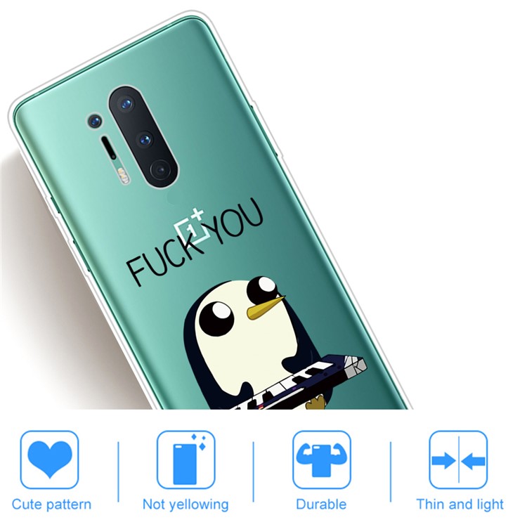 Stampa Motivi Clear TPU Soft Phone Back Shell Per OnePlus 8 Pro - Pinguino