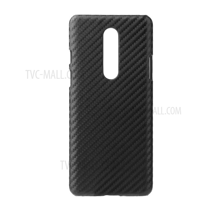 PU Leather Coated Plastic Back Phone Case for OnePlus 8 - Carbon Fiber Texture-1