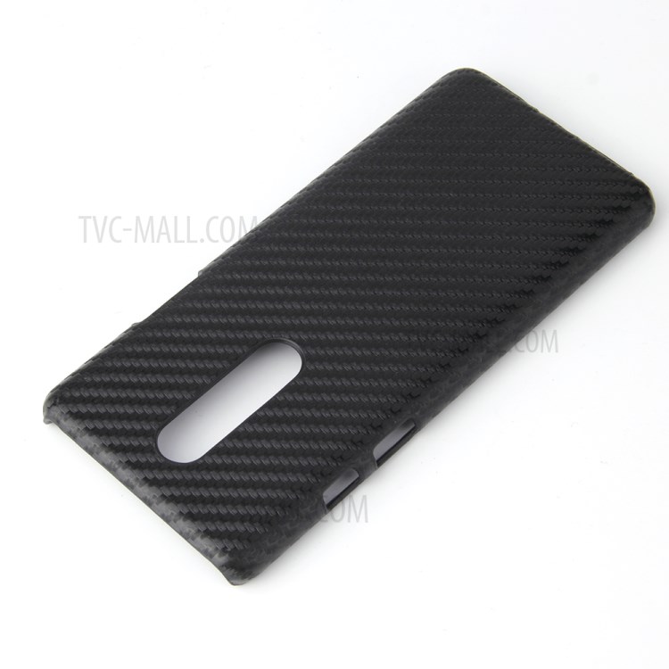 PU Leather Coated Plastic Back Phone Case for OnePlus 8 - Carbon Fiber Texture-4