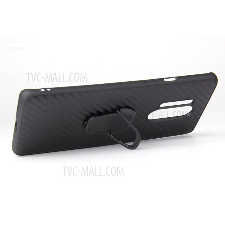 Porte-bague Étui De Téléphone TPU Peau En Cuir PU Pour OnePlus 8 Pro - Fibre De Carbone-6