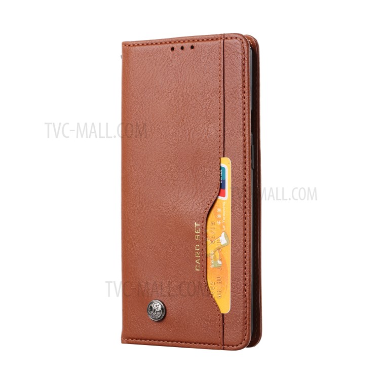 Auto-absorbée Couverture De Téléphone Mobile En Cuir PU Pour OnePlus 8 Pro - Marron-2