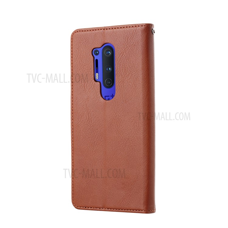Auto-absorbée Couverture De Téléphone Mobile En Cuir PU Pour OnePlus 8 Pro - Marron-3