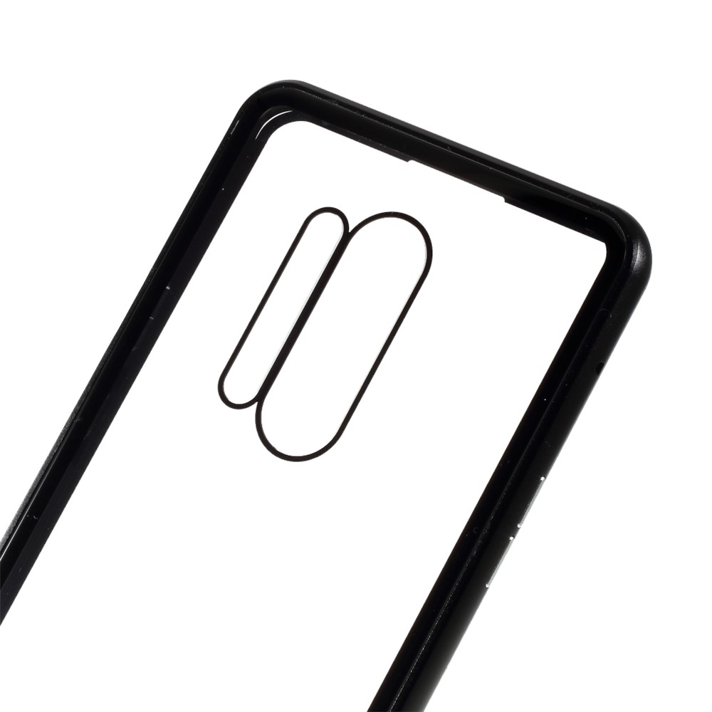 Telaio Magnetico Metallico Staccabile + Guscio Di Protezione Anteriore In Vetro Temprato Per OnePlus 8 Pro - Nero