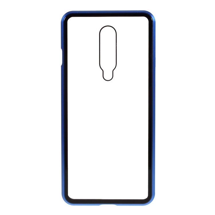 Abnehmbarer Magnetischer Metallrahmen + Gehärtete Glas Vorderschale Rückseitige Abdeckung Schutz Für OnePlus 8 - Blau-3
