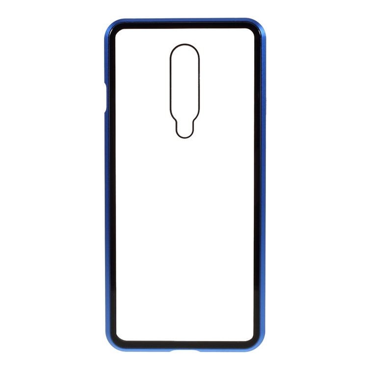 Abnehmbarer Methetischer Magnetrahmen + Gehärtetes Glas Vorne Rückseitige Abdeckung Schutzhülle Für OnePlus 8 - Blau