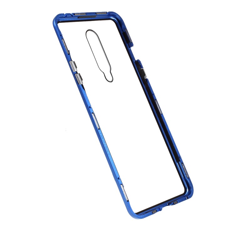 Abnehmbarer Magnetischer Metallrahmen + Gehärtete Glas Vorderschale Rückseitige Abdeckung Schutz Für OnePlus 8 - Blau-7