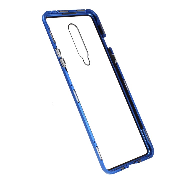 Marco Magnético De Metal Desmontable + Vidrio Templado Frente Trasera Cubierta Trasera Cubierta De Protección Para OnePlus 8 - Azul