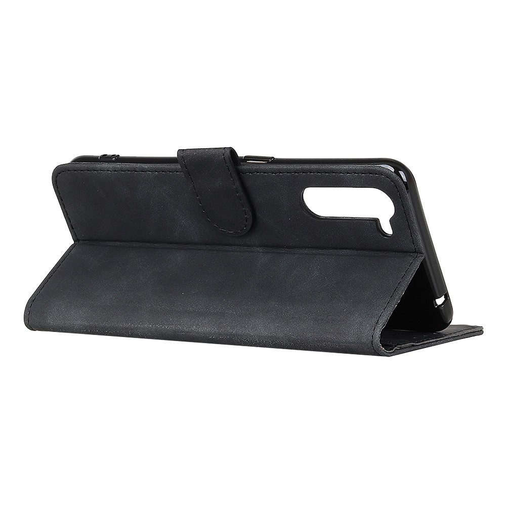 KHAZNEH Retro Flip Leather Wallet Phone Cover for OnePlus Nord - Black-3