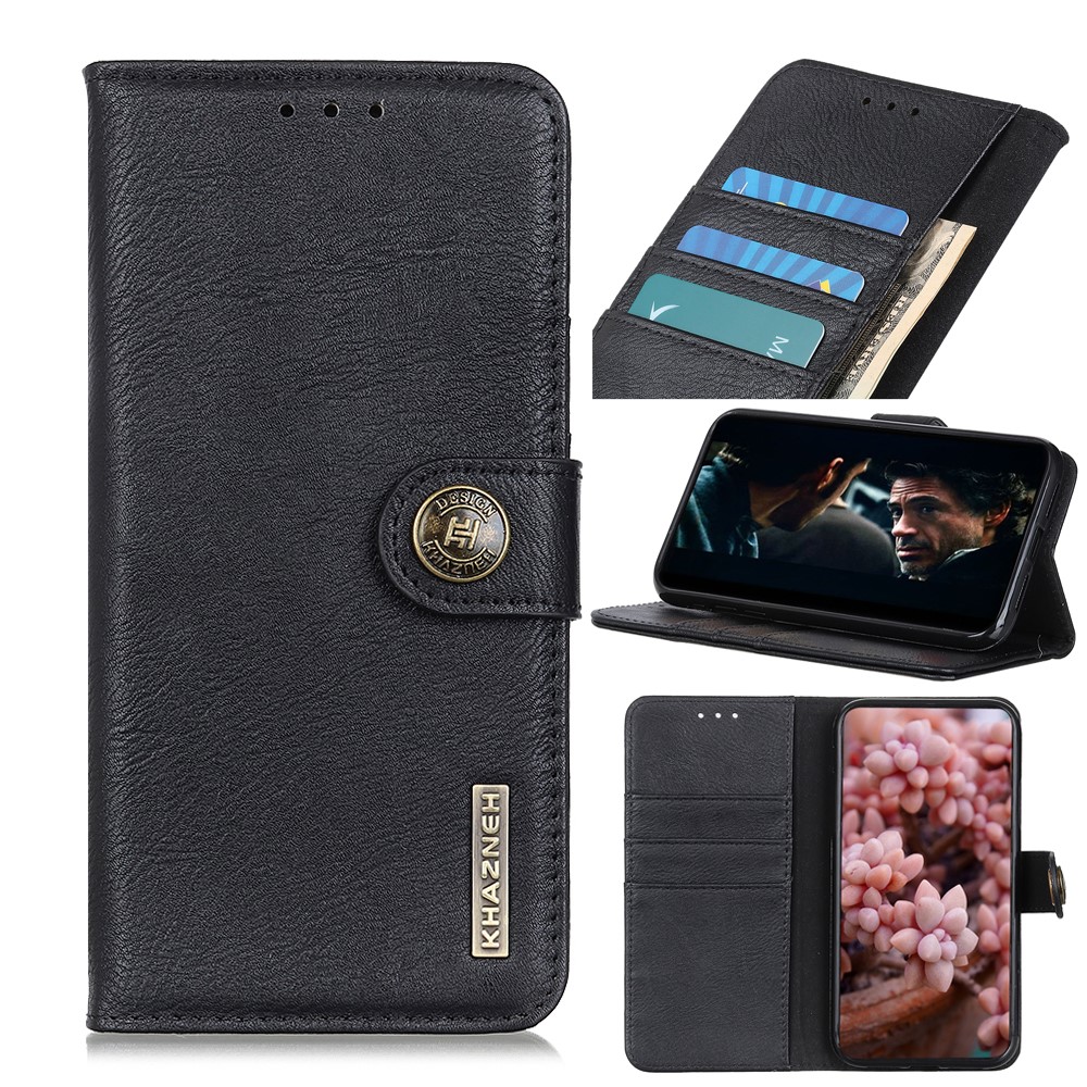KHAZNEH Wallet Stand Flip Leather Phone Shell for OnePlus Nord - Black-1