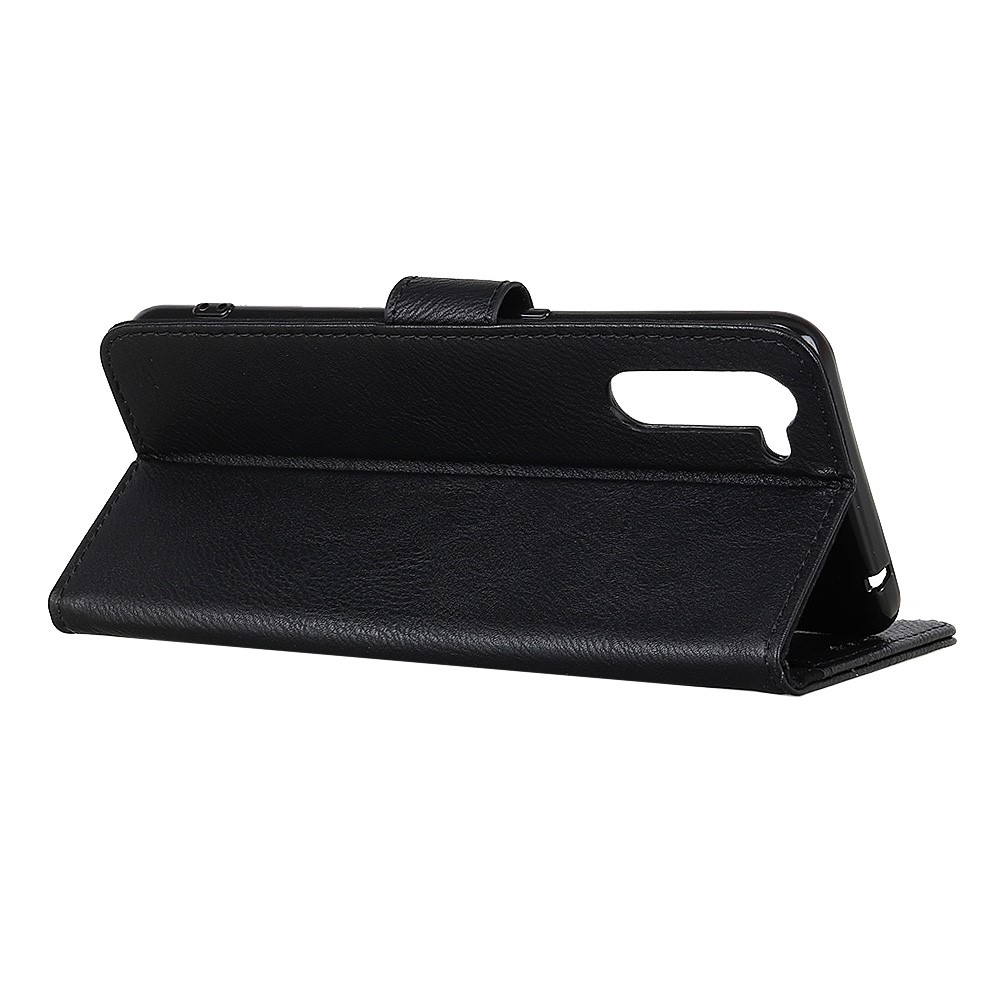 KHAZNEH Wallet Stand Flip Leather Phone Shell for OnePlus Nord - Black-7