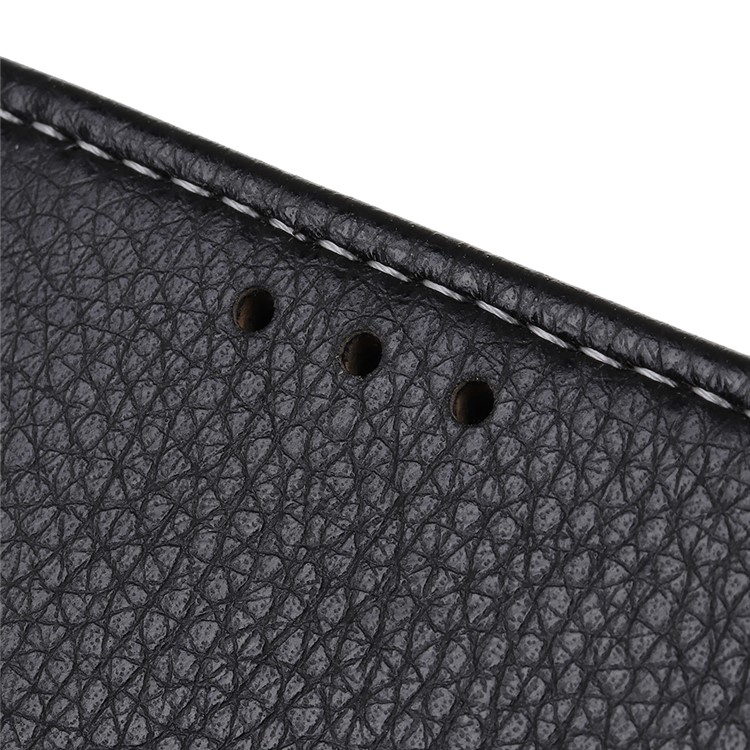 Étui de Téléphone Portable en Cuir Litchi Skin Pour OnePlus Nord - le Noir-5