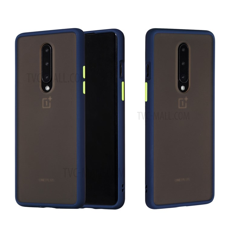 Matte Skin Drop-resistant PC + TPU Case for OnePlus 8 - Dark Blue-1