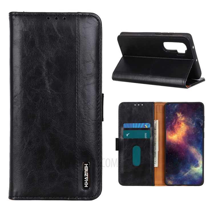 PU Leather with Wallet Stand Cell Phone Case for OnePlus Nord - Black-1