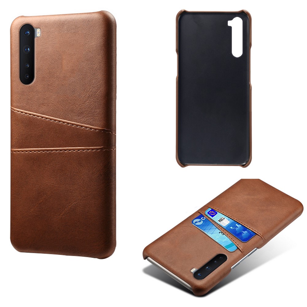 KSQ Para OnePlus Nord Doble Ranuras Case PU Leather + PC Dual Capas Cubierta de Protección de Servicio Pesado - Marrón