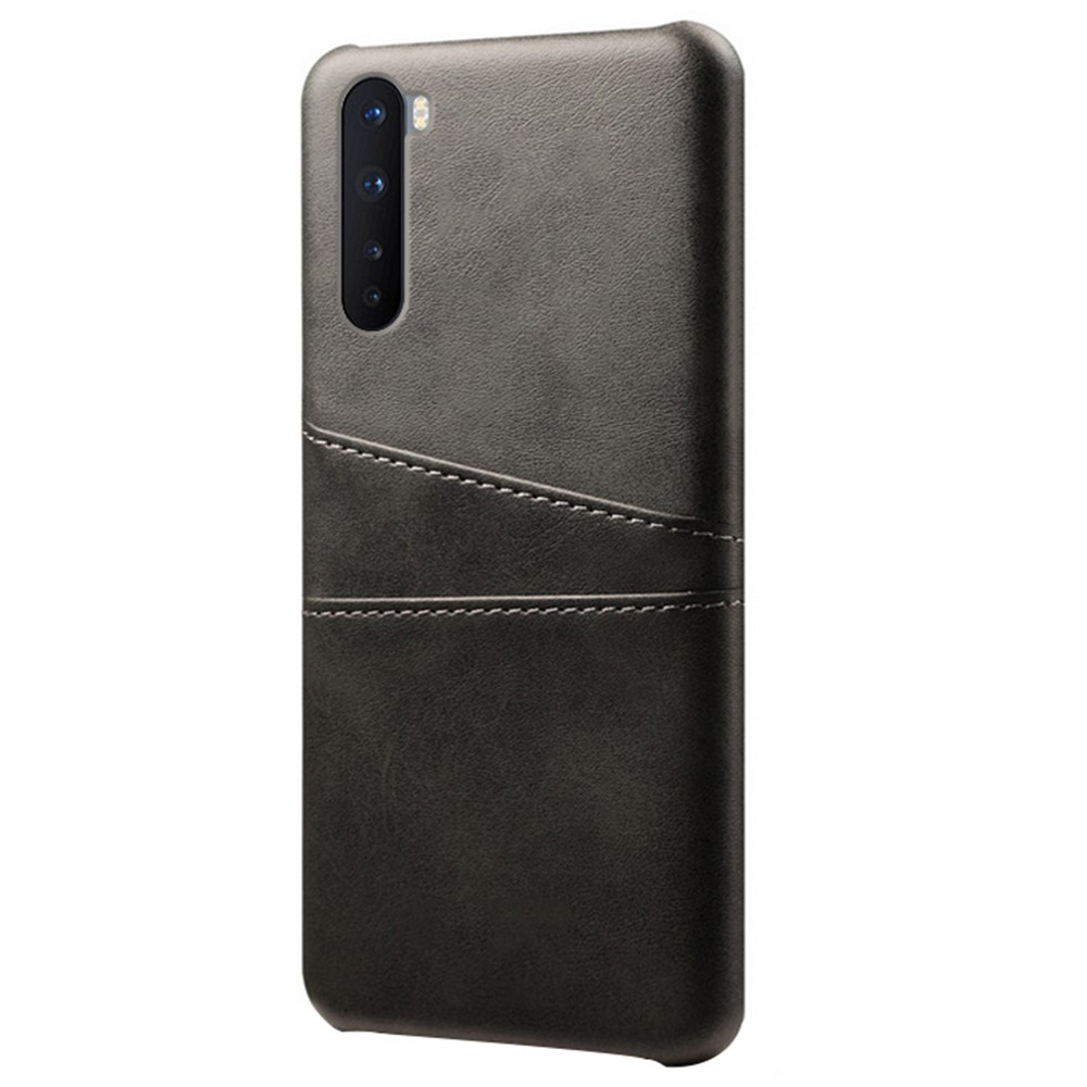 KSQ Double Card Slots PU Leather Coated PC Case for OnePlus Nord - Black-5