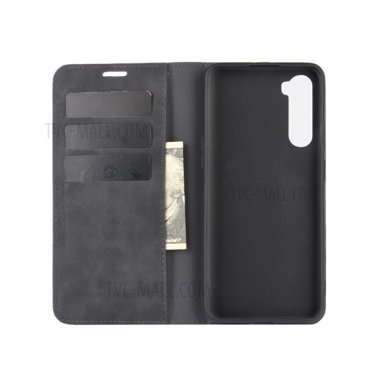 Silky Touch Stylish Auto-absorbed Flip Leather Case for OnePlus Nord - Black-2