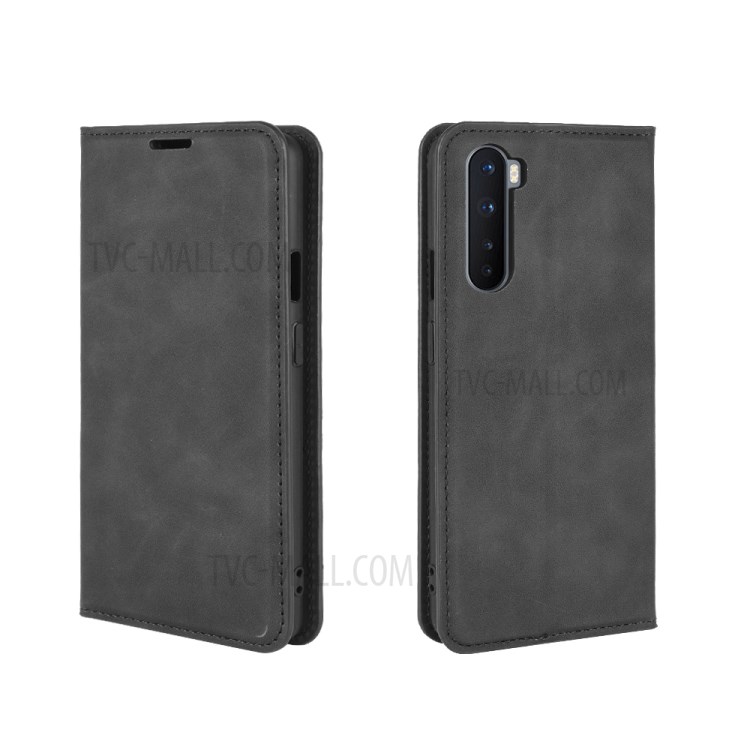 Silky Touch Stylish Auto-absorbed Flip Leather Case for OnePlus Nord - Black-5