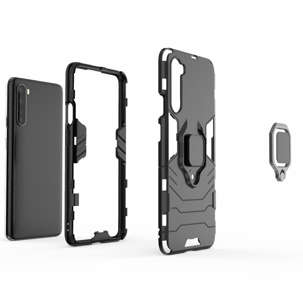 Shell PC + TPU Avec Couvercle de Kickstand du Porte-anneau de Doigt Pour OnePlus Nord - le Noir-2