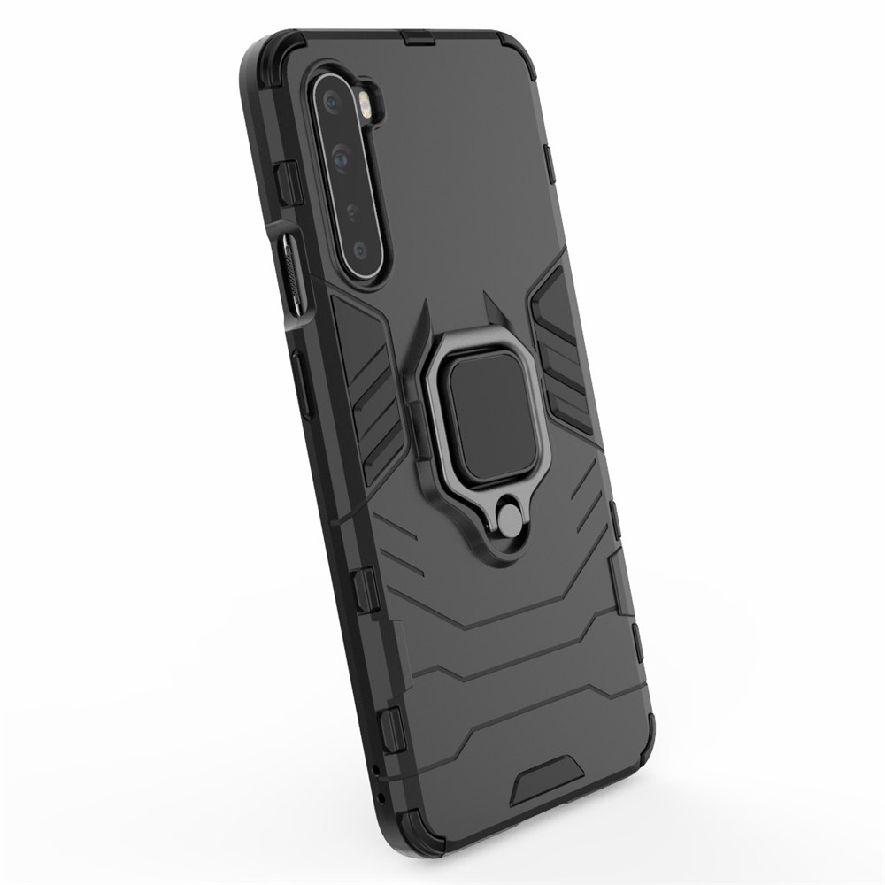 Shell PC + TPU Avec Couvercle de Kickstand du Porte-anneau de Doigt Pour OnePlus Nord - le Noir-4