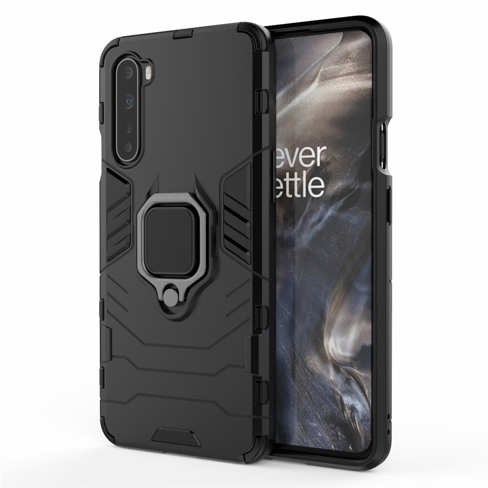 Shell PC + TPU Avec Couvercle de Kickstand du Porte-anneau de Doigt Pour OnePlus Nord - le Noir-8