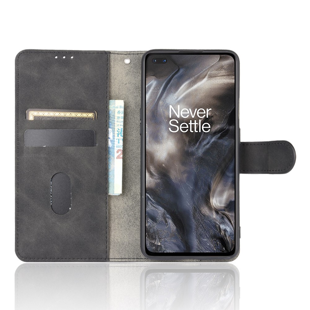 Skin-touch Wallet Stand Leather Flip Shell for OnePlus Nord - Black-5