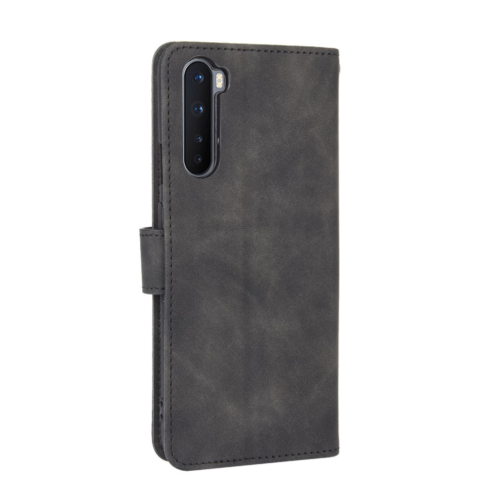 Skin-touch Wallet Stand Leather Flip Shell for OnePlus Nord - Black-7