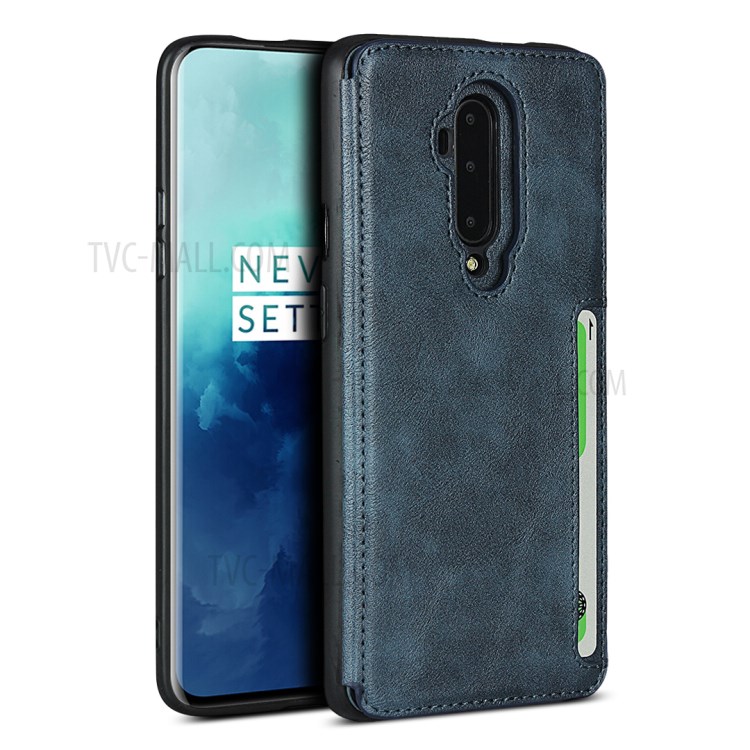 Leather Coated TPU with Kickstand Shell for OnePlus 7T Pro - Blue-1