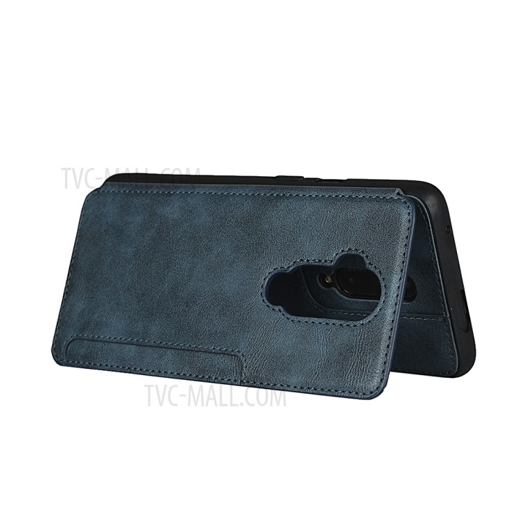 Leather Coated TPU with Kickstand Shell for OnePlus 7T Pro - Blue-5