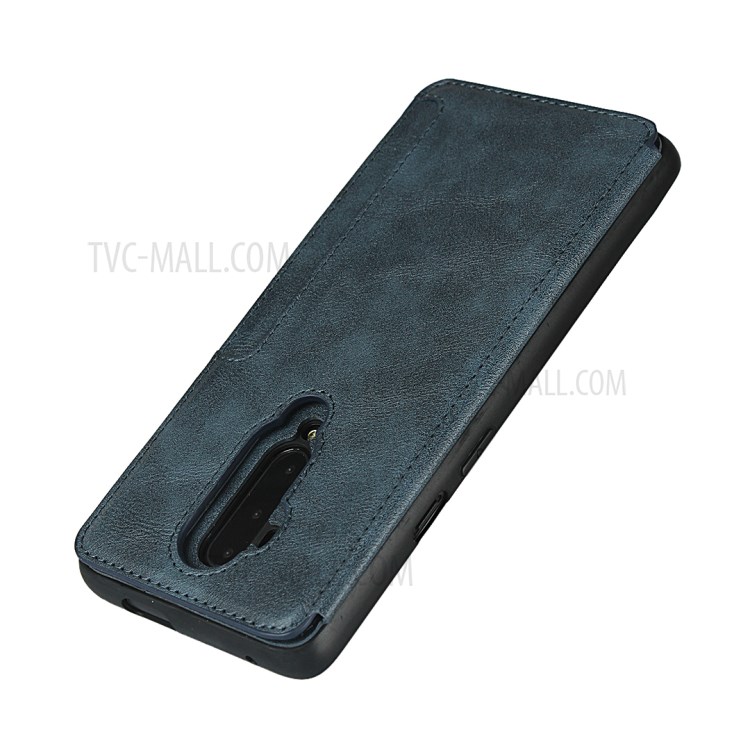 Leather Coated TPU with Kickstand Shell for OnePlus 7T Pro - Blue-6