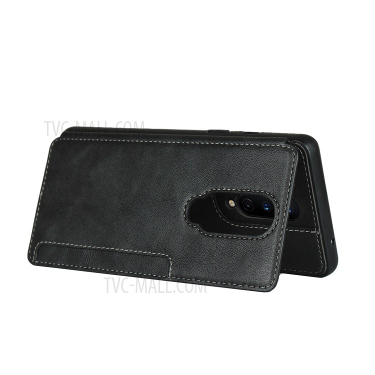 Leather Coated TPU with Kickstand Shell for OnePlus 8 - Black-5