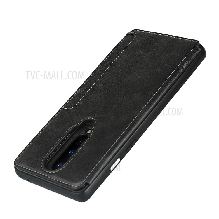 Leather Coated TPU with Kickstand Shell for OnePlus 8 - Black-6