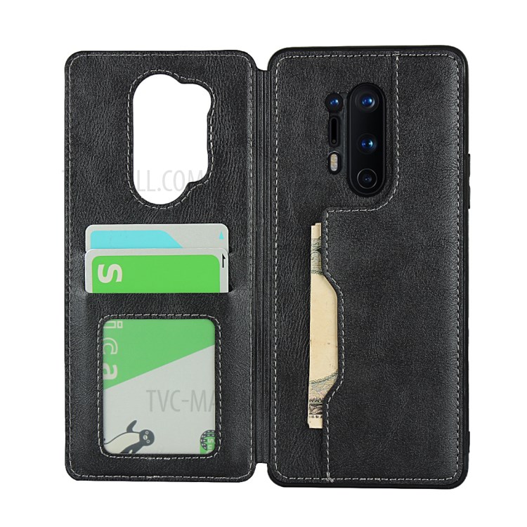 TPU+PU Leather Unique Shell for OnePlus 8 Pro - Black-4