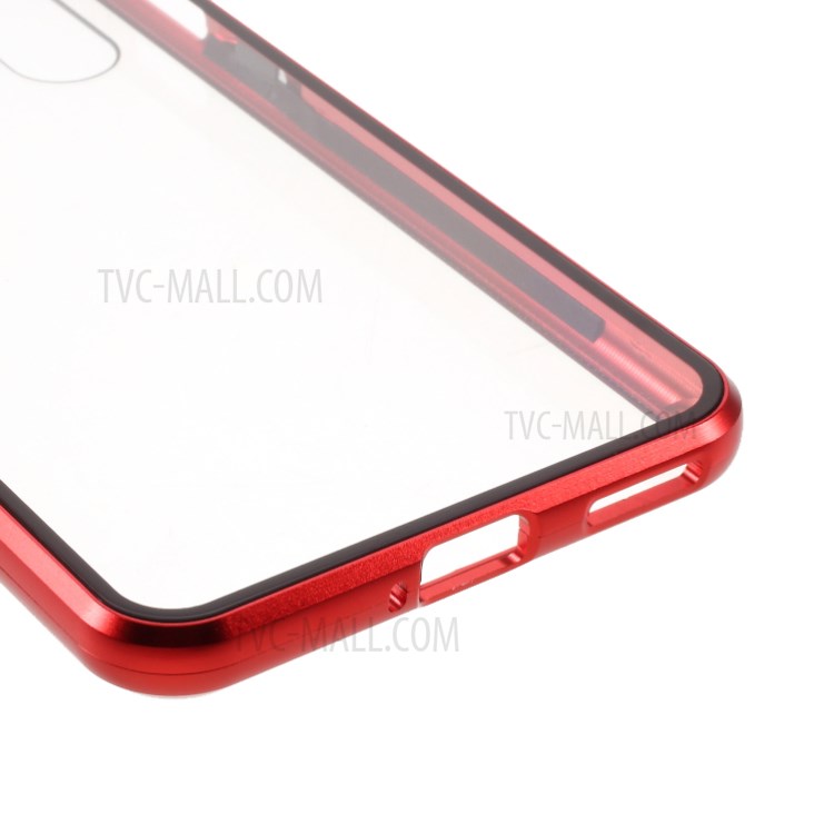 Magnetic Adsorption Metal Frame + Double-sided Tempered Glass Phone Shell for OnePlus Nord - Red-10