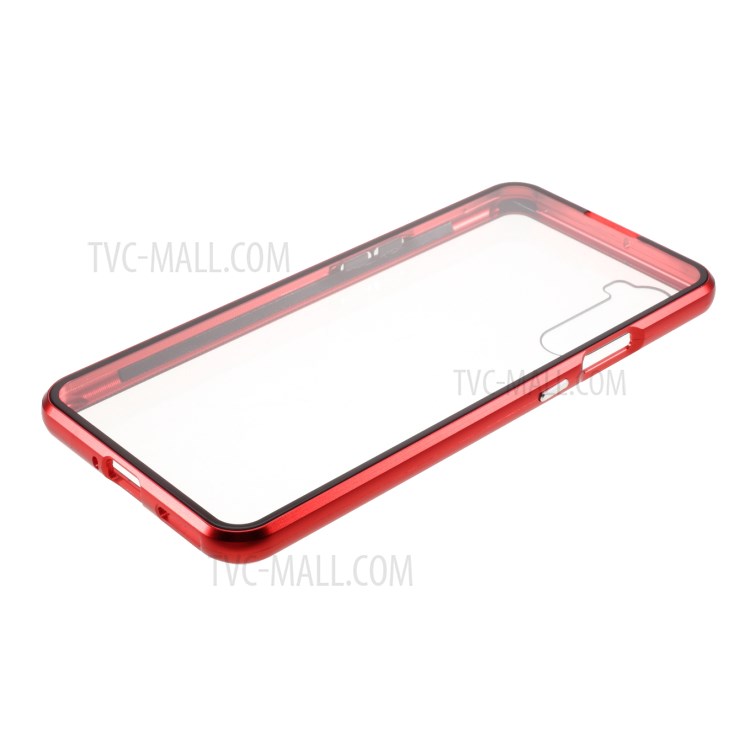 Magnetic Adsorption Metal Frame + Double-sided Tempered Glass Phone Shell for OnePlus Nord - Red-9
